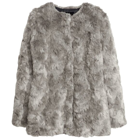 Gray Fur Coat Women’s Winter Faux Fur Jackets Plush Teddy Style Pockets Size 4 - Picture 1 of 10